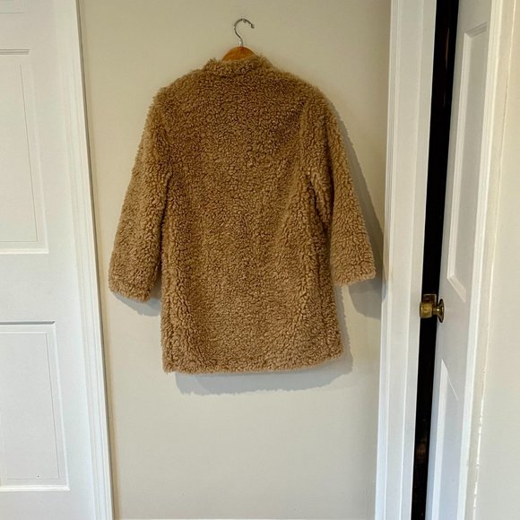 Zara Faux Fur Camel Teddy Coat NWT Size XS Mid Length - Picture 5 of 5